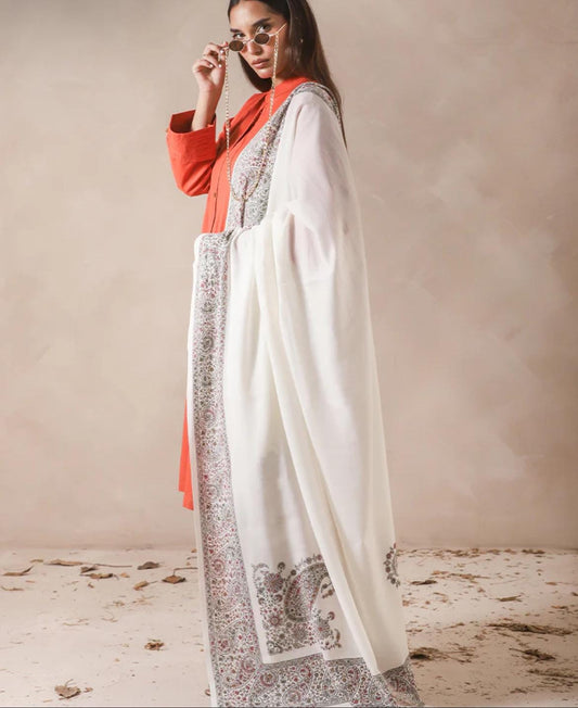 Kashmiri Hand Embroidered Shawl Pashmina Asim Jofa Brand Pakistani Indian Ready To Wear Winter Collection
