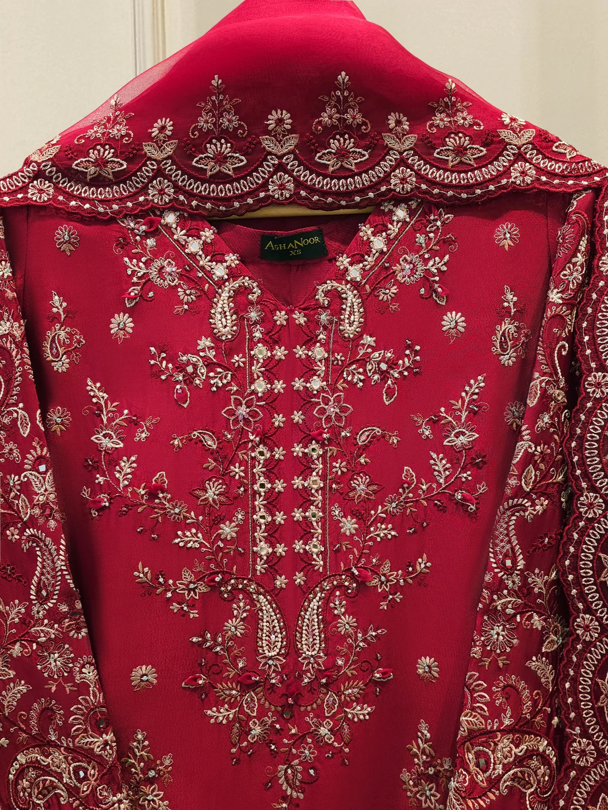 Agha Noor 3 Piece - Pure Sheesha Silk Embroidered Dress S113496
