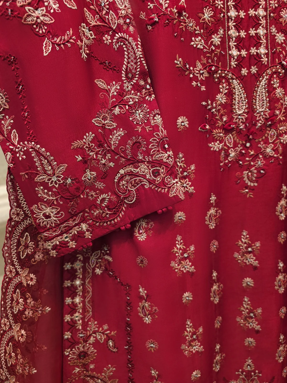 Agha Noor 3 Piece - Pure Sheesha Silk Embroidered Dress S113496