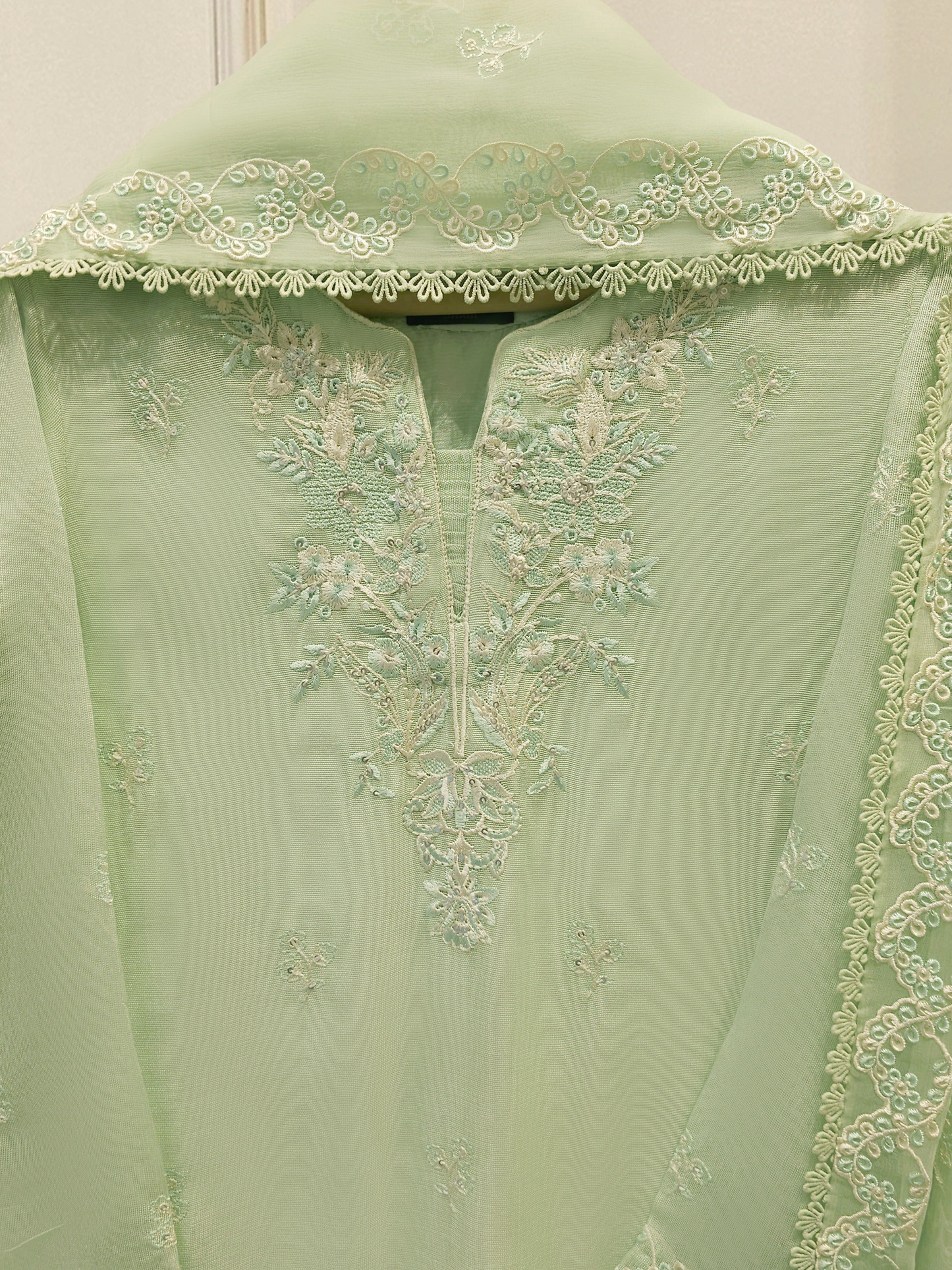Agha Noor 3 Piece - Pure Embroidered Cotton Net Suit