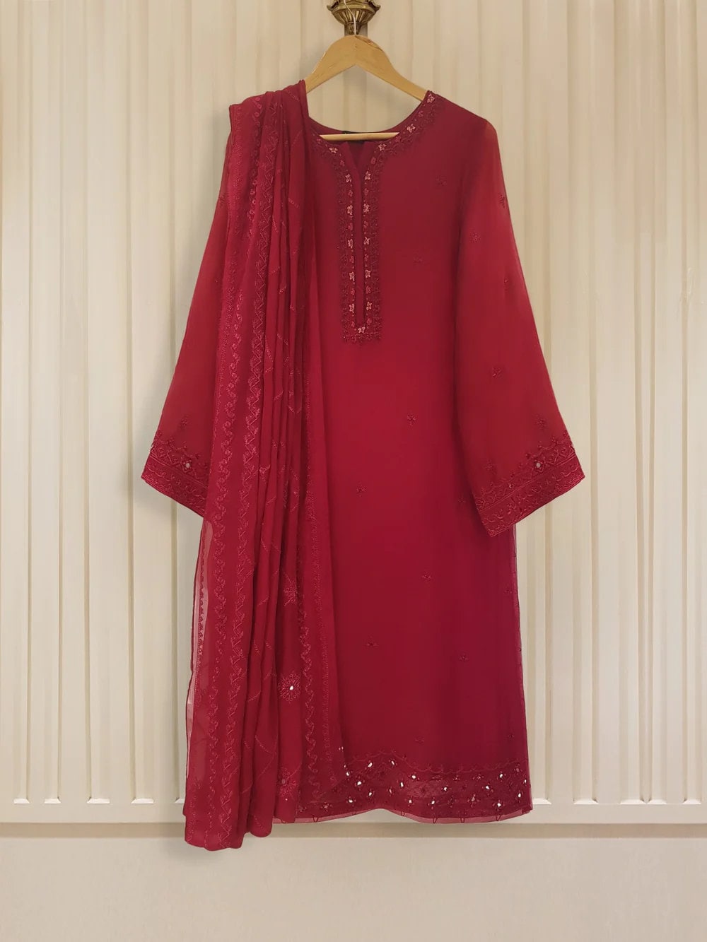 Agha Noor 2 Piece Chiffon Embroidered Dress
