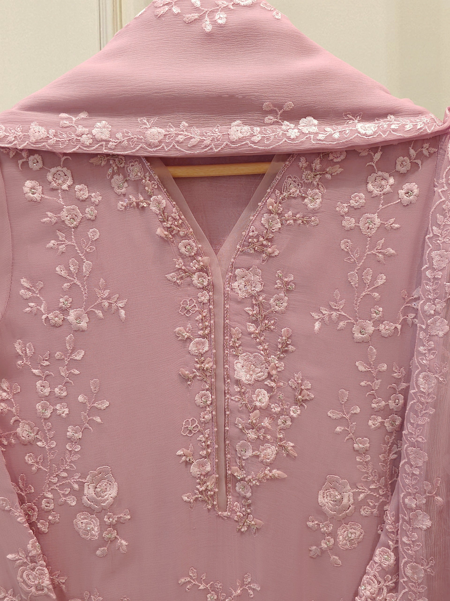 Agha Noor 3 Piece - Pure Chiffon Embroidered Dress S112525