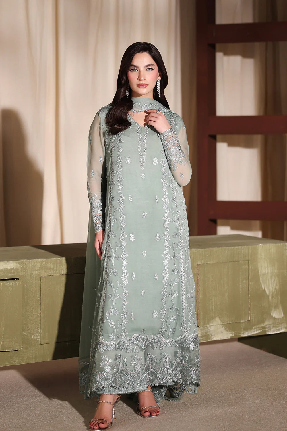 Azure Latest Collection Chiffon Embroidered Dress