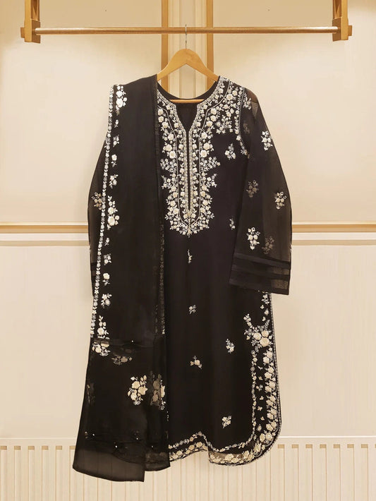 Agha Noor 3 Piece - Organza Embroidered Suit
