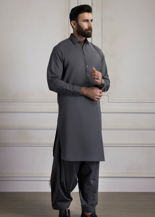 Men's Shalwar Kameez Pakistani Designer Gray