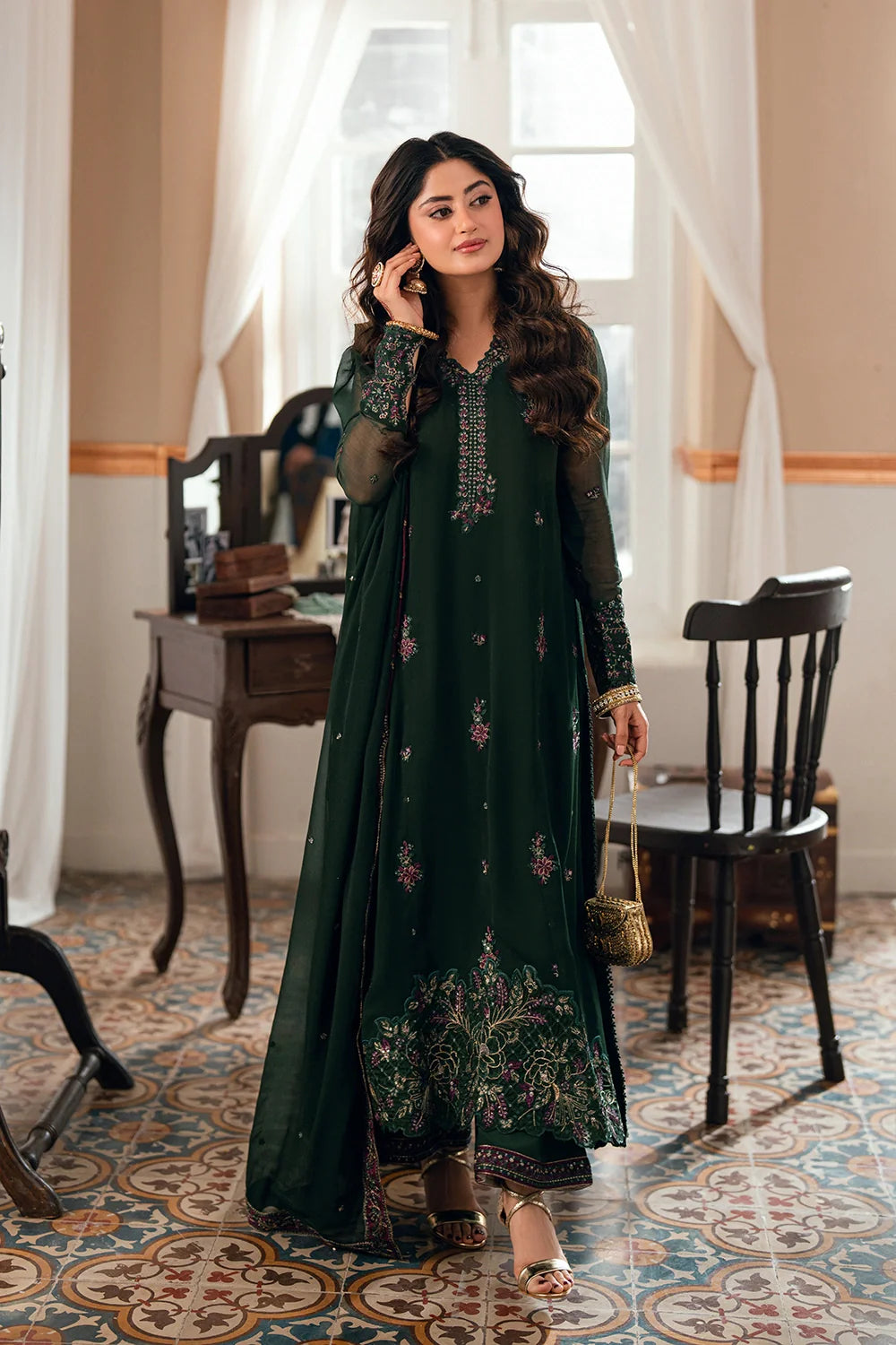 Azure Latest Collection Chiffon Embroidered Dress