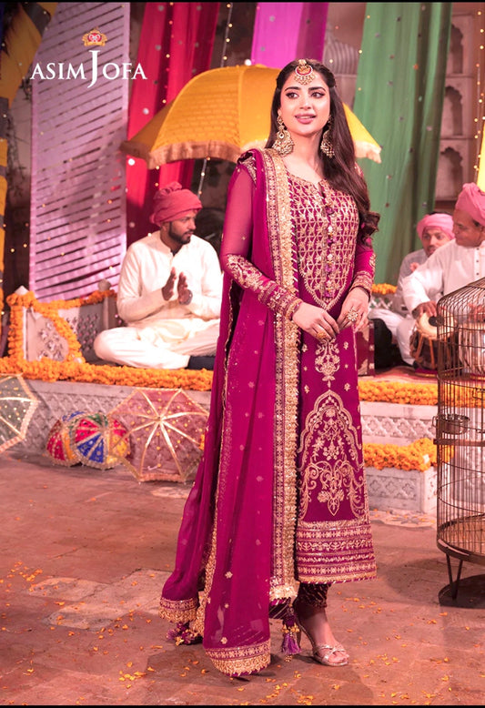 Asim Jofa Original Chiffon Embroidered Chamak Dhamak Collection Pakistani Designer Wear Size Medium