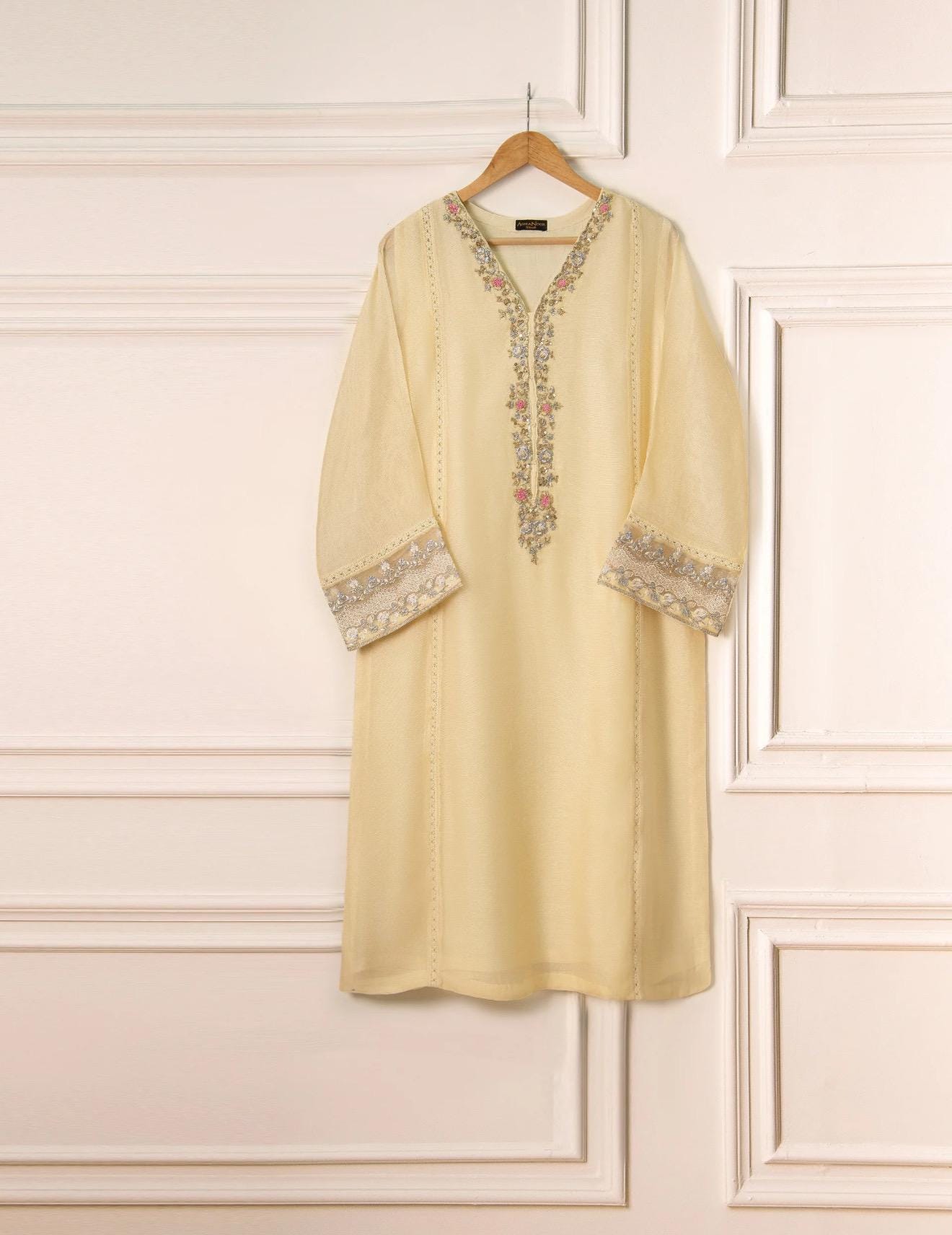 Agha Noor Pure Cotton Net Embroidered Dress