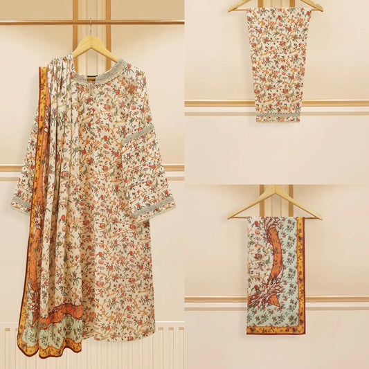 Agha Noor Original 3 Piece Cambric Cotton Dress