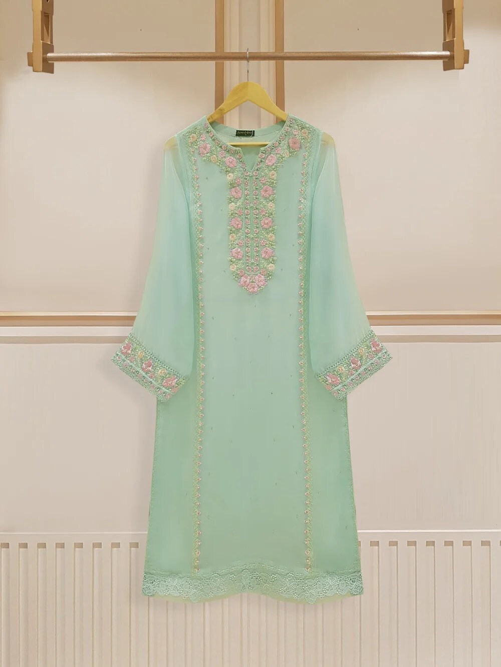 Agha Noor 2 Piece Chiffon Embroidered Dress