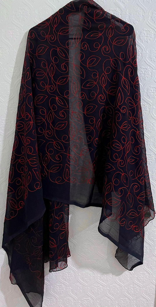 Chiffon Embroidered Dupatta Black