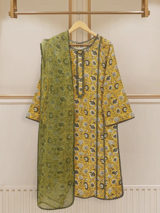 Agha Noor 3 Piece - Cotton Suit