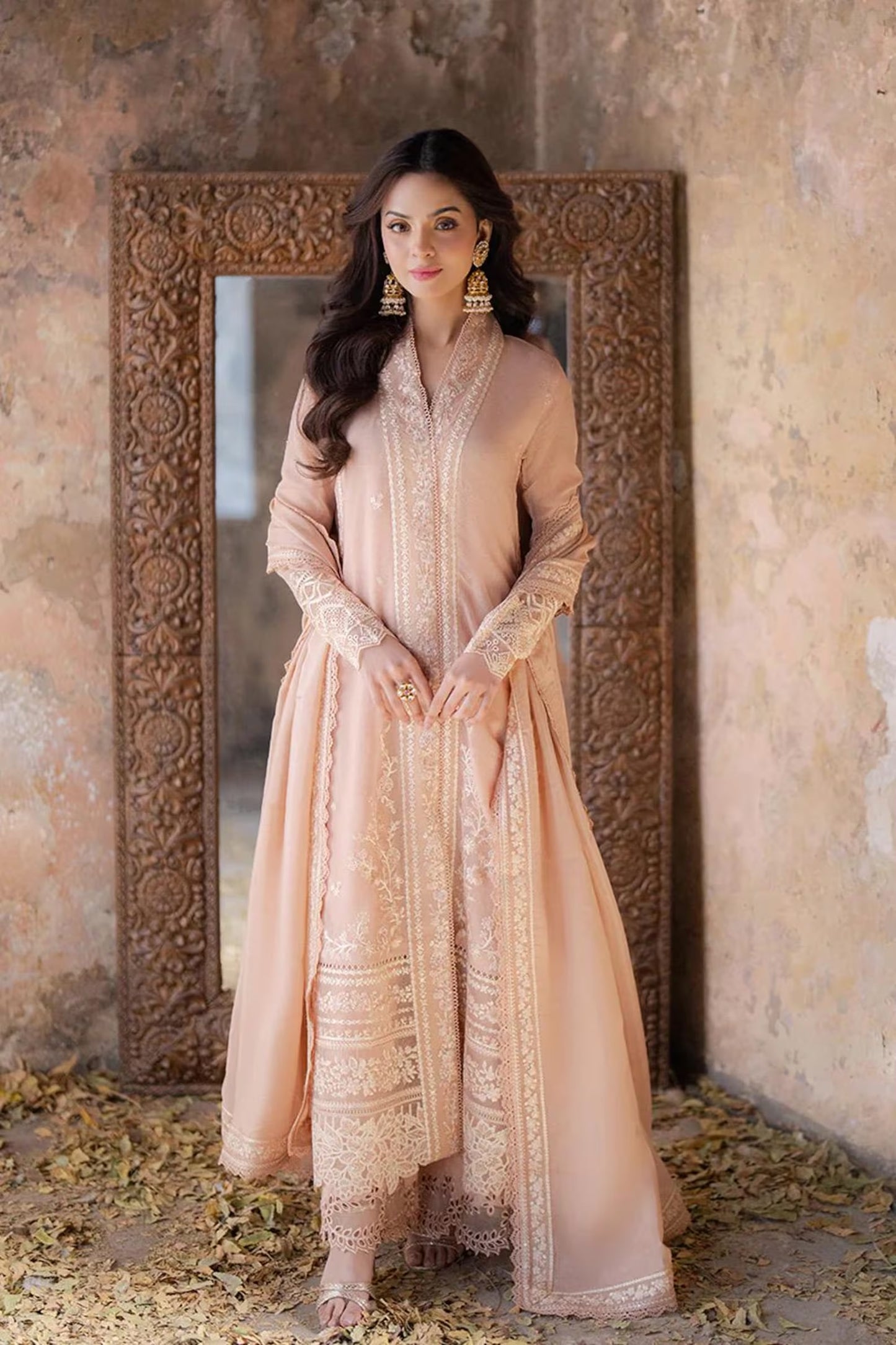 Azure Khadi Net Embroidered Dress