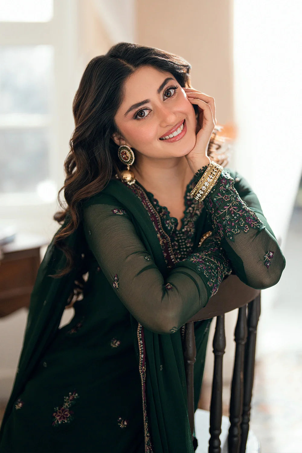 Azure Latest Collection Chiffon Embroidered Dress
