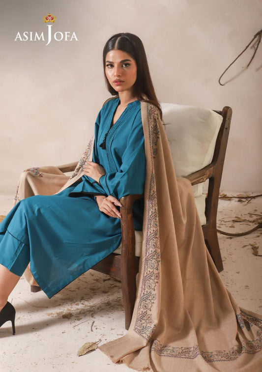 Kashmiri Hand Embroidered Shawl Pashmina Asim Jofa Brand Pakistani Indian Ready To Wear Winter Collection
