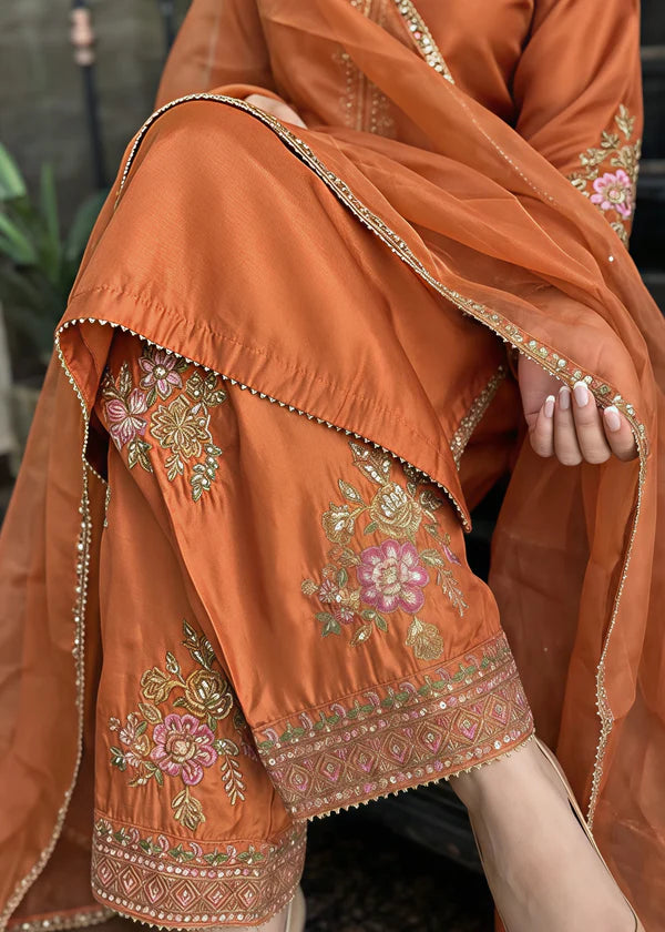 Silk Embroidered Farshi Dress