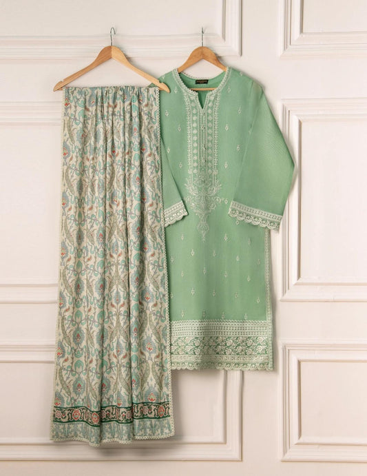 Agha Noor 3 Piece -Pure Cotton Net Embroidered