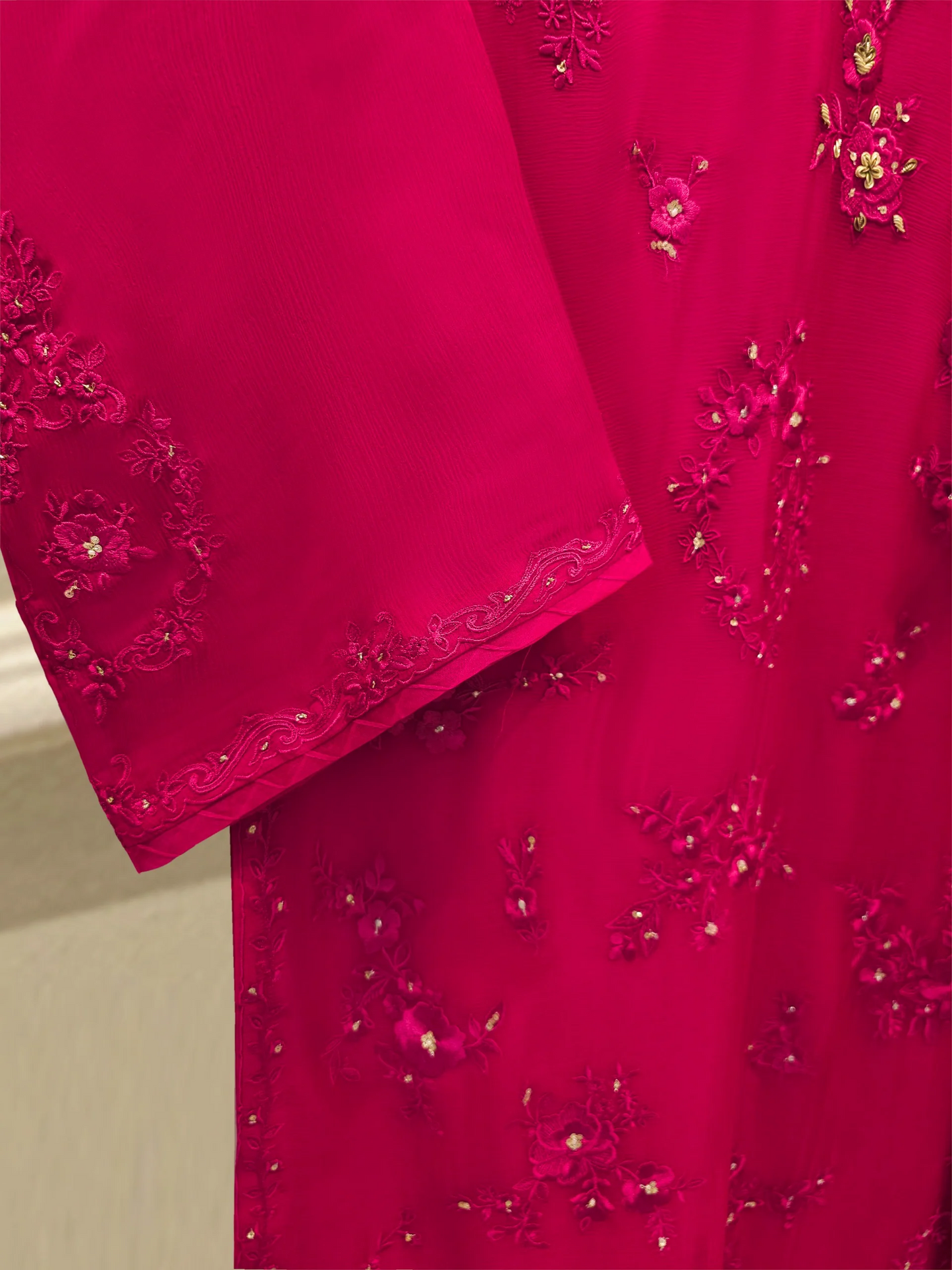 Agha Noor 3 Piece - Pure Chiffon Embroidered Dress S112450