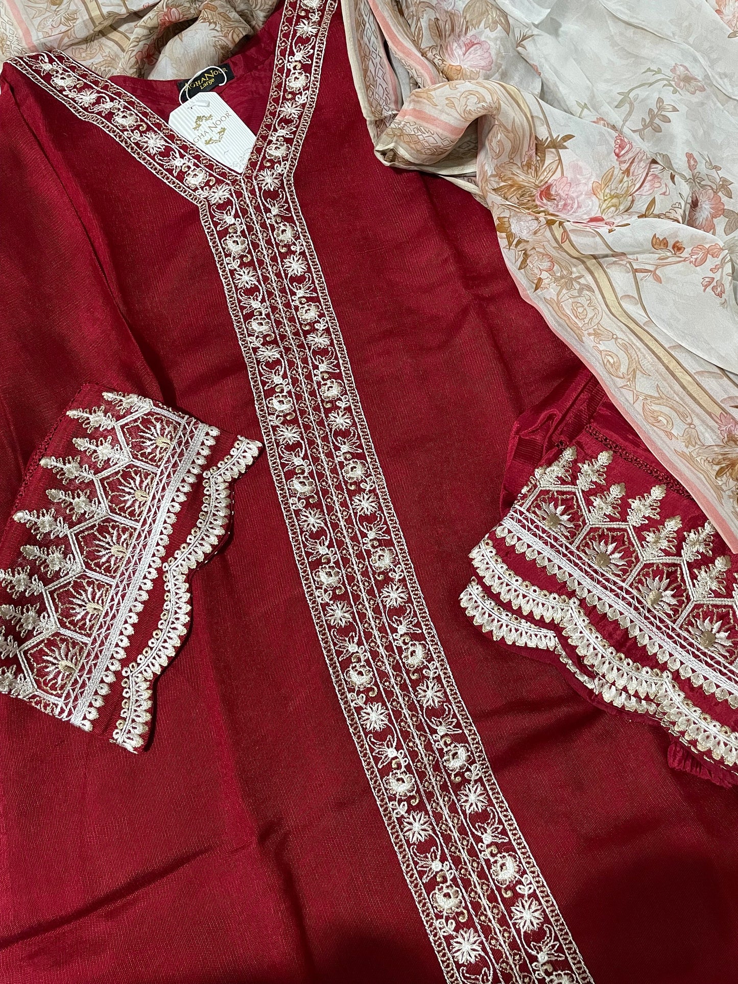 Agha Noor Cotton Net Shirt Pant Dupatta