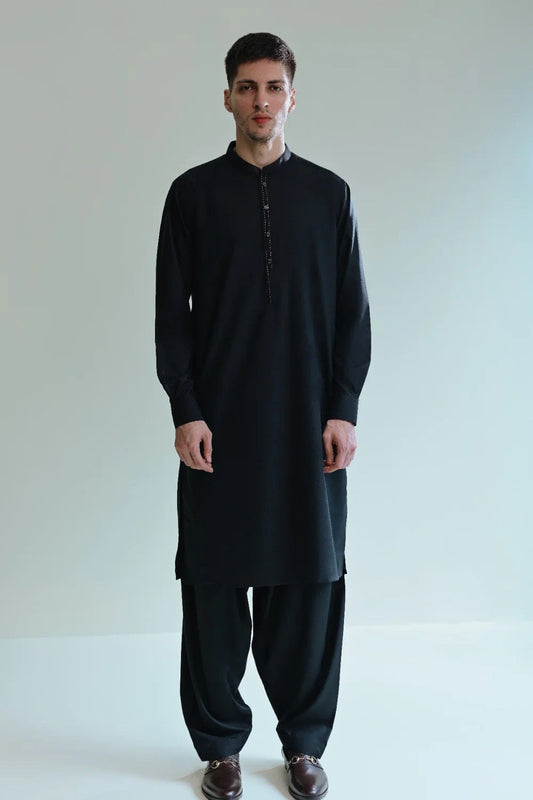 Agha Noor Men's Shalwar Kameez Pakistani Designer Black