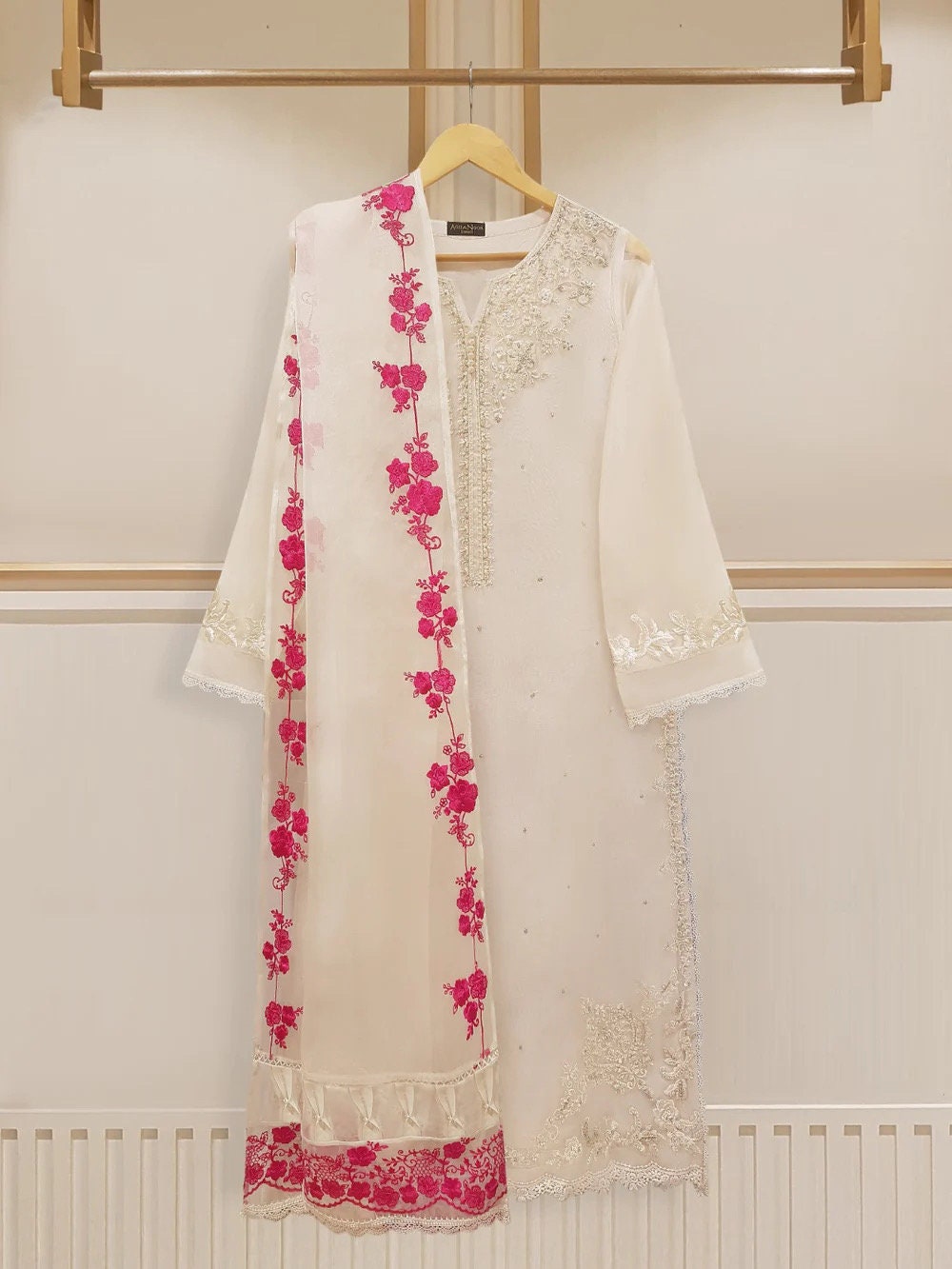 Agha Noor 3 Piece -Organza Embroidered Suit