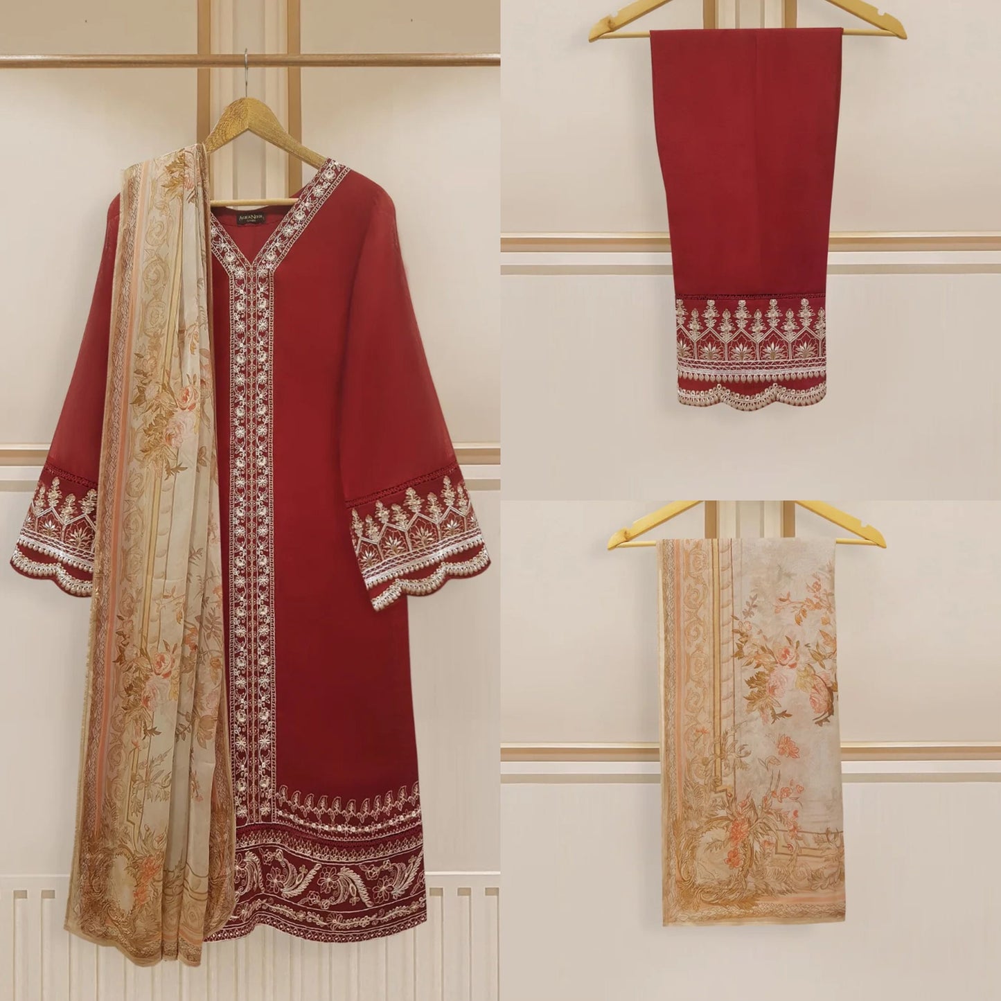 Agha Noor Cotton Net Shirt Pant Dupatta