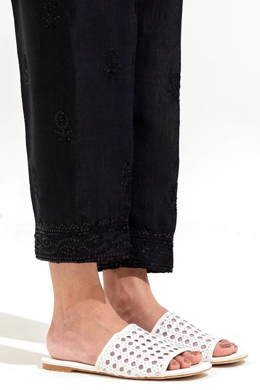 Raw Silk Sequins Embroidered Black