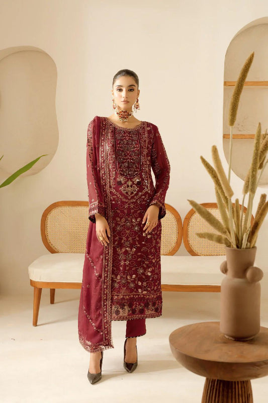 Chiffon Embroidered 3 Piece Stitched Dress Pakistani Designer Wear