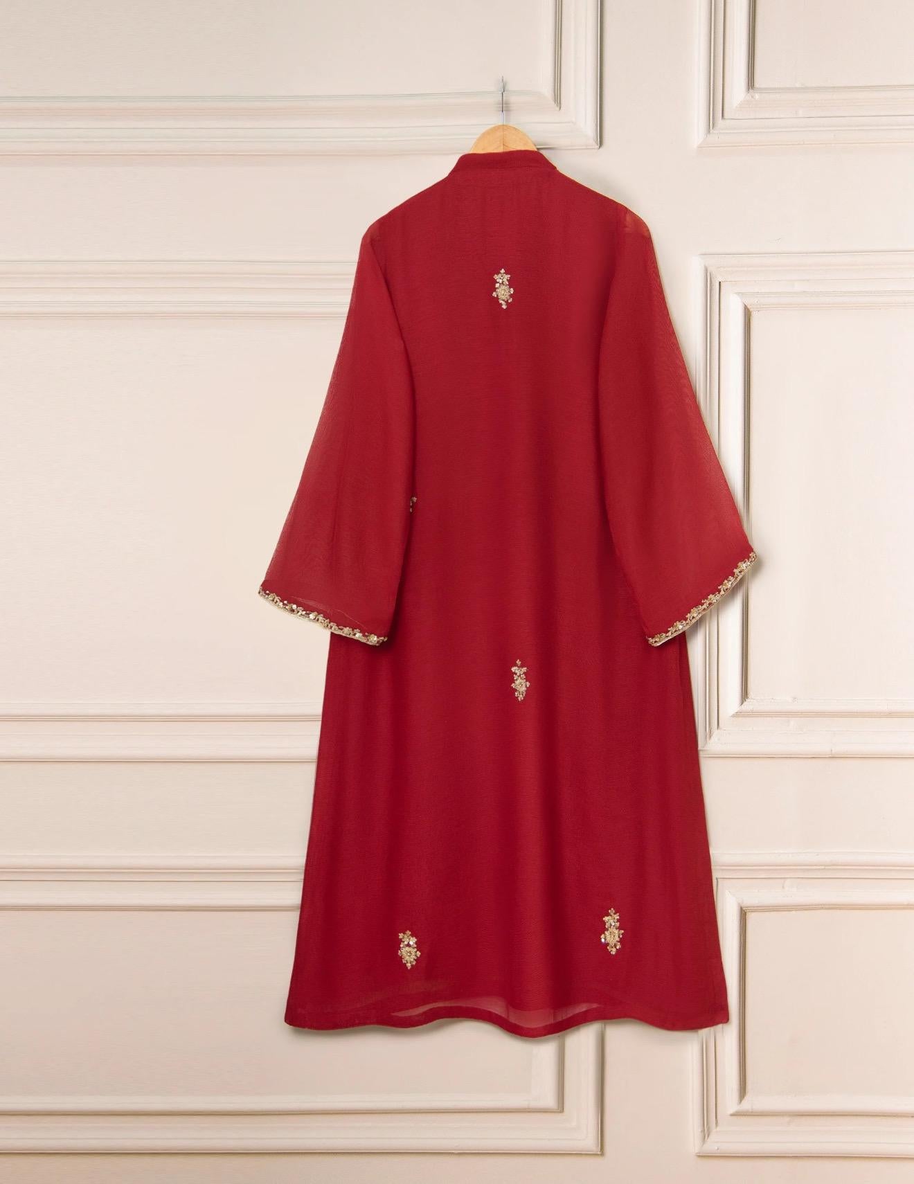 3 Piece - Pure Cotton Net Embroidered Dress S111325