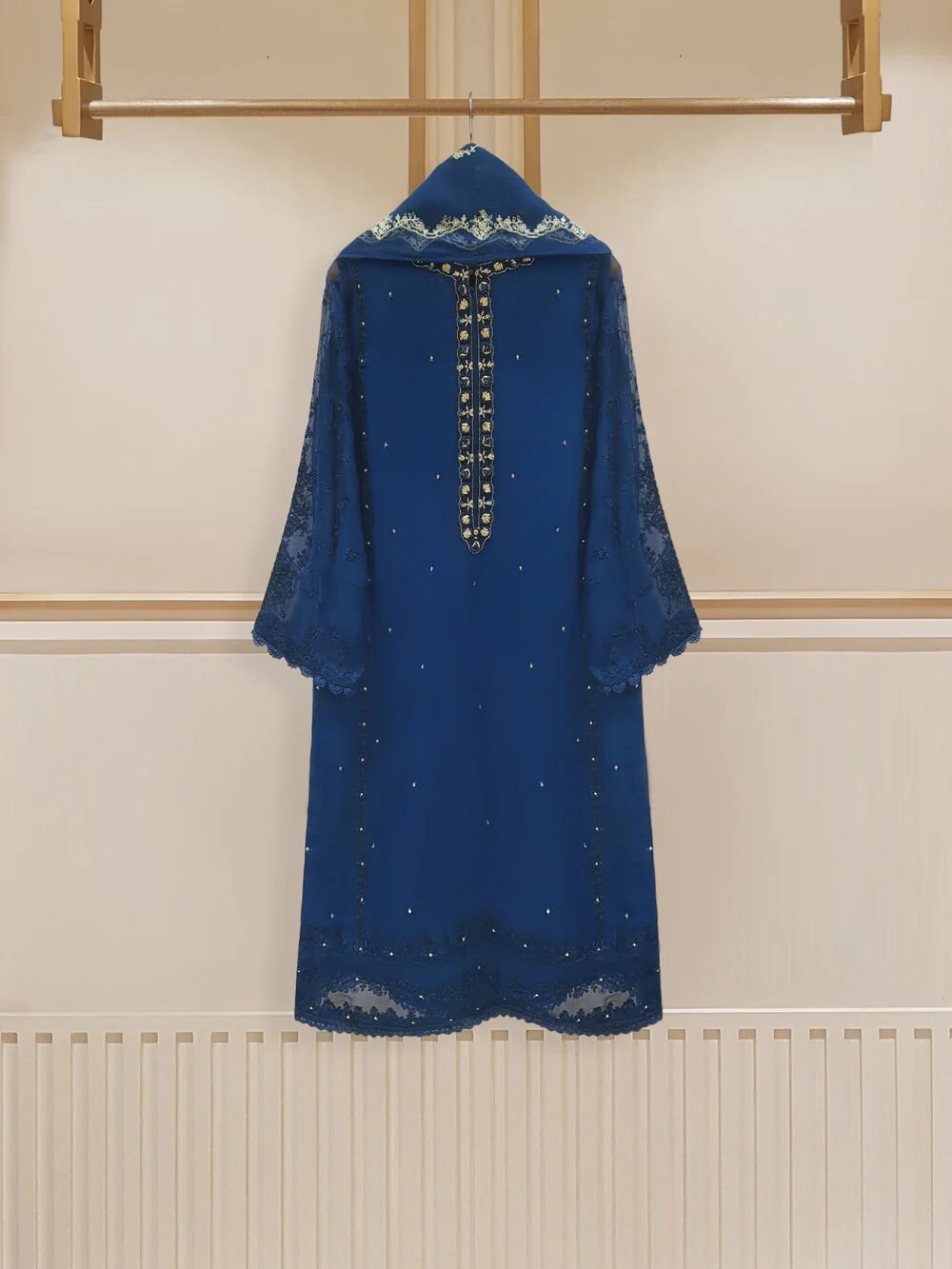 Agha Noor 2 Piece Chiffon Embroidered Dress