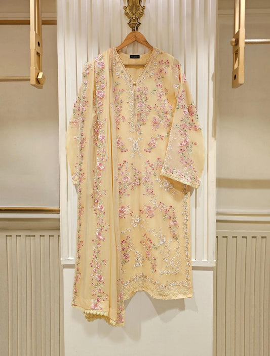 Agha Noor Dress Original Pure 3 Piece Chiffon Embroidered