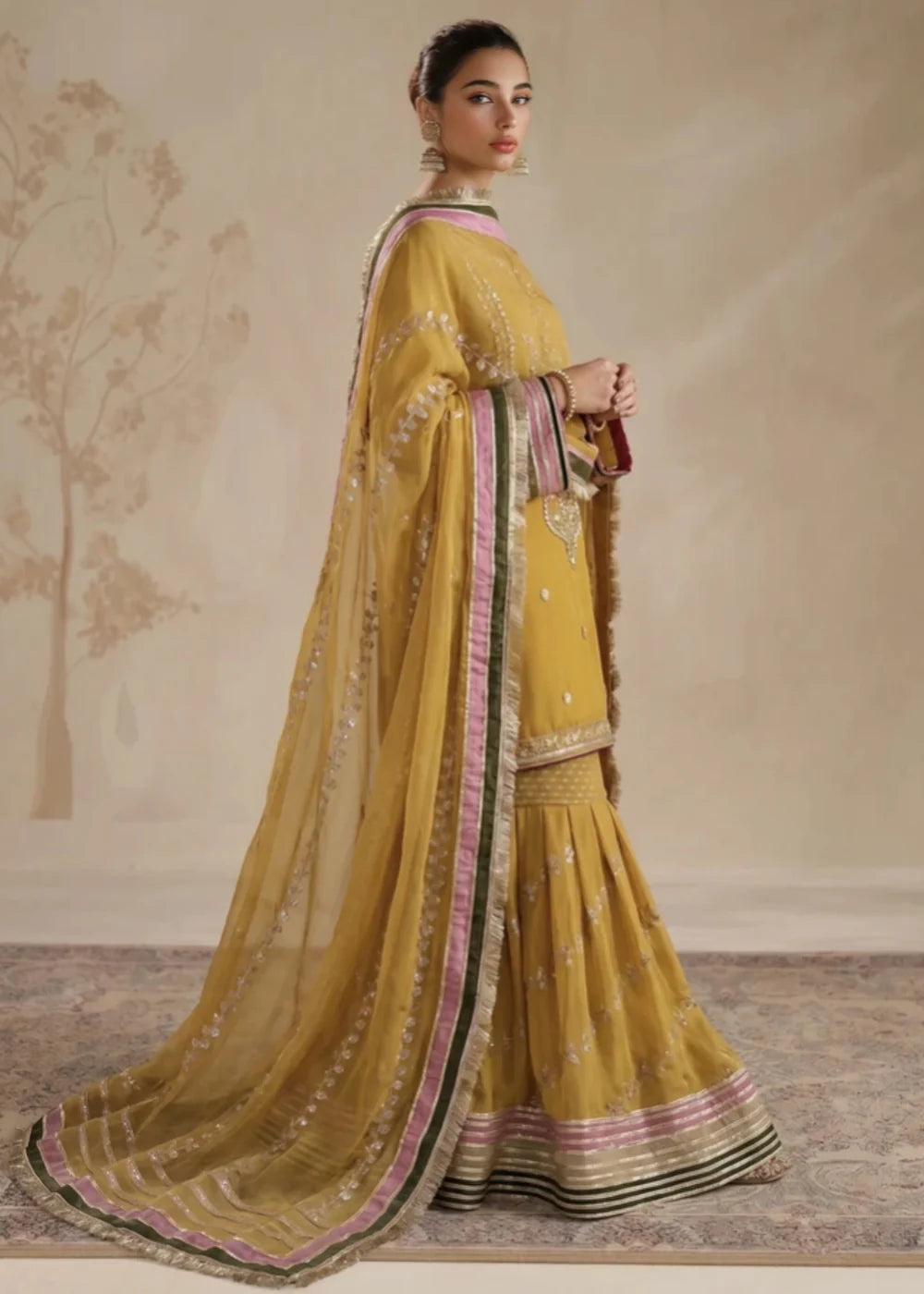 Chiffon Embroidered Gharara Dress -3 Piece Set
