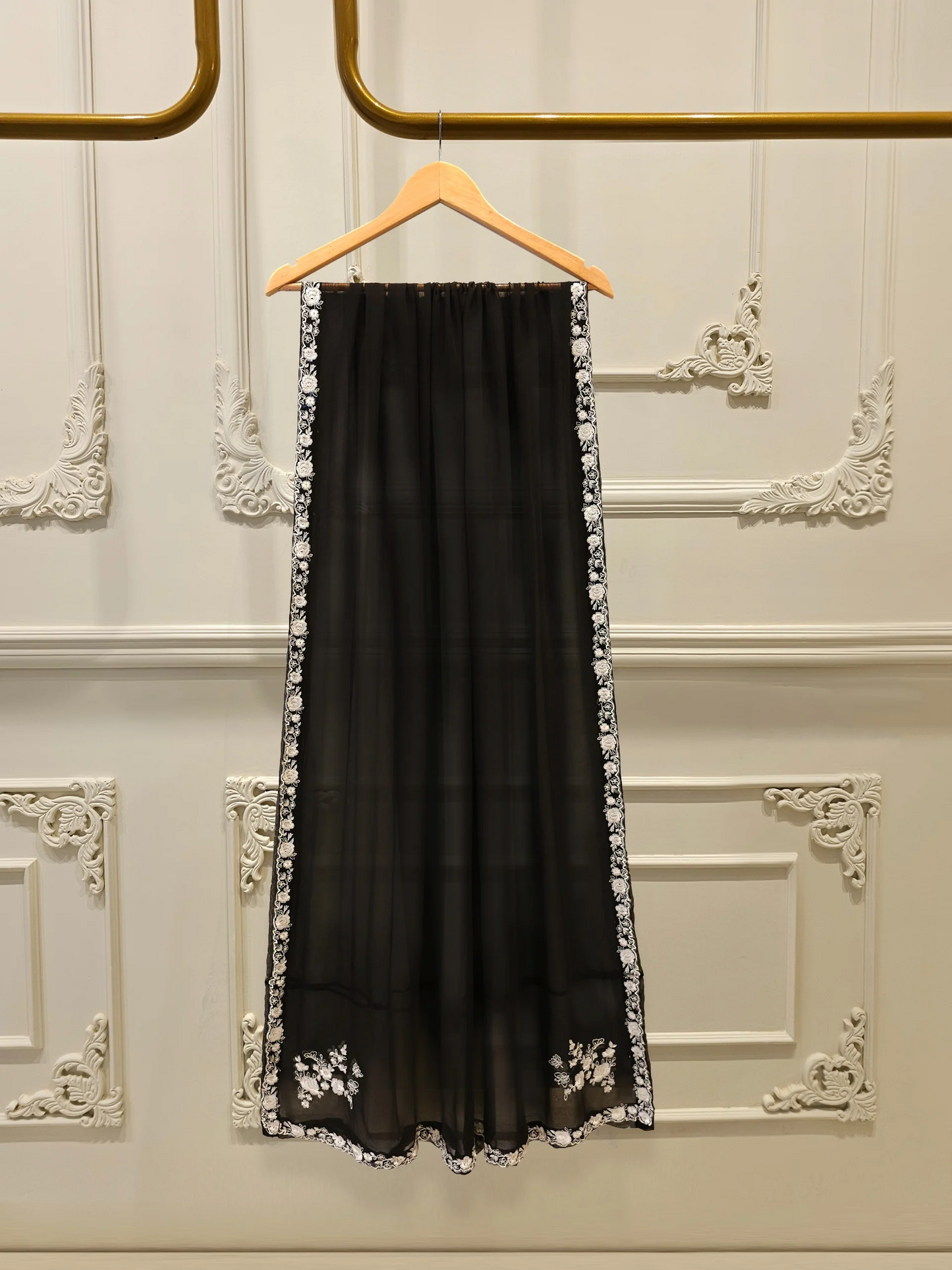 Agha Noor 3 Piece - Pure Chiffon Embroidered Dress S112225