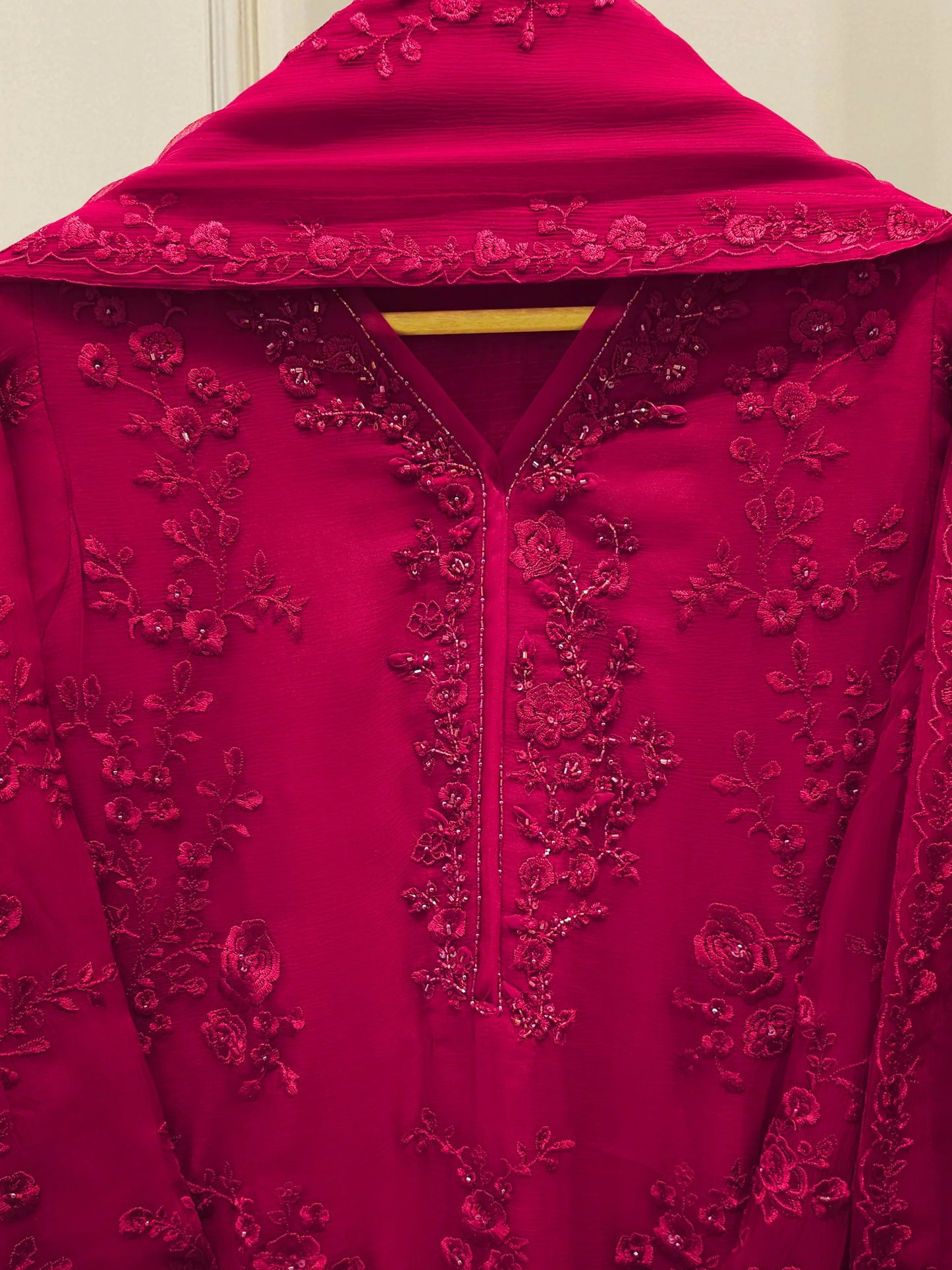 Agha Noor 3 Piece - Pure Chiffon Embroidered Dress S112692