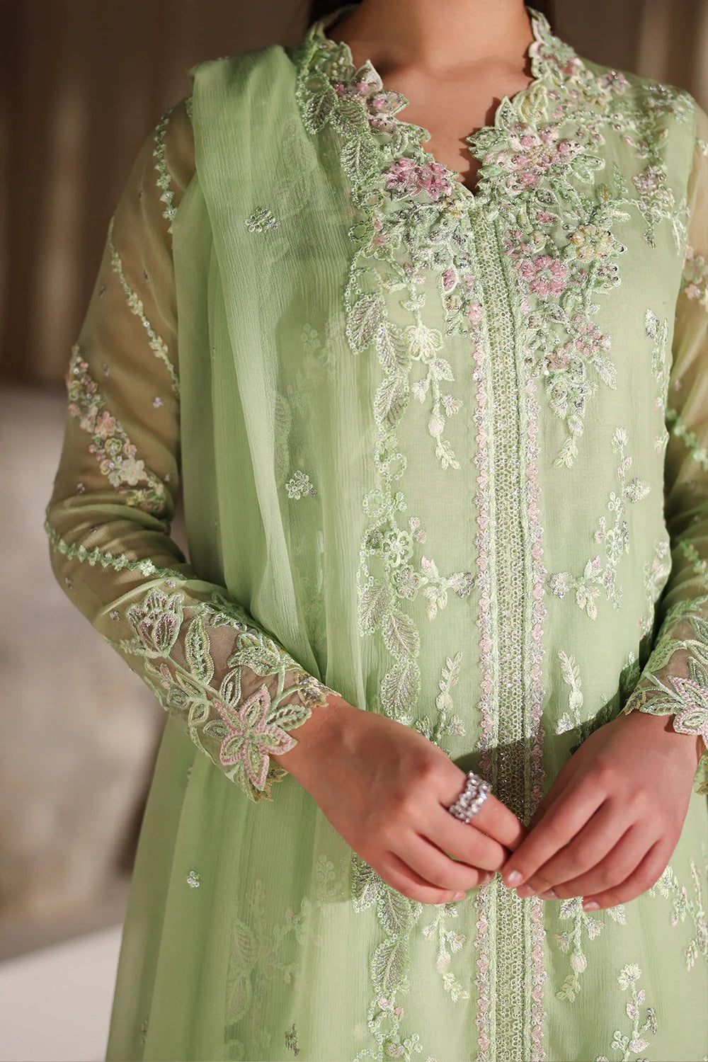 Azure Latest Collection Chiffon Embroidered Dress