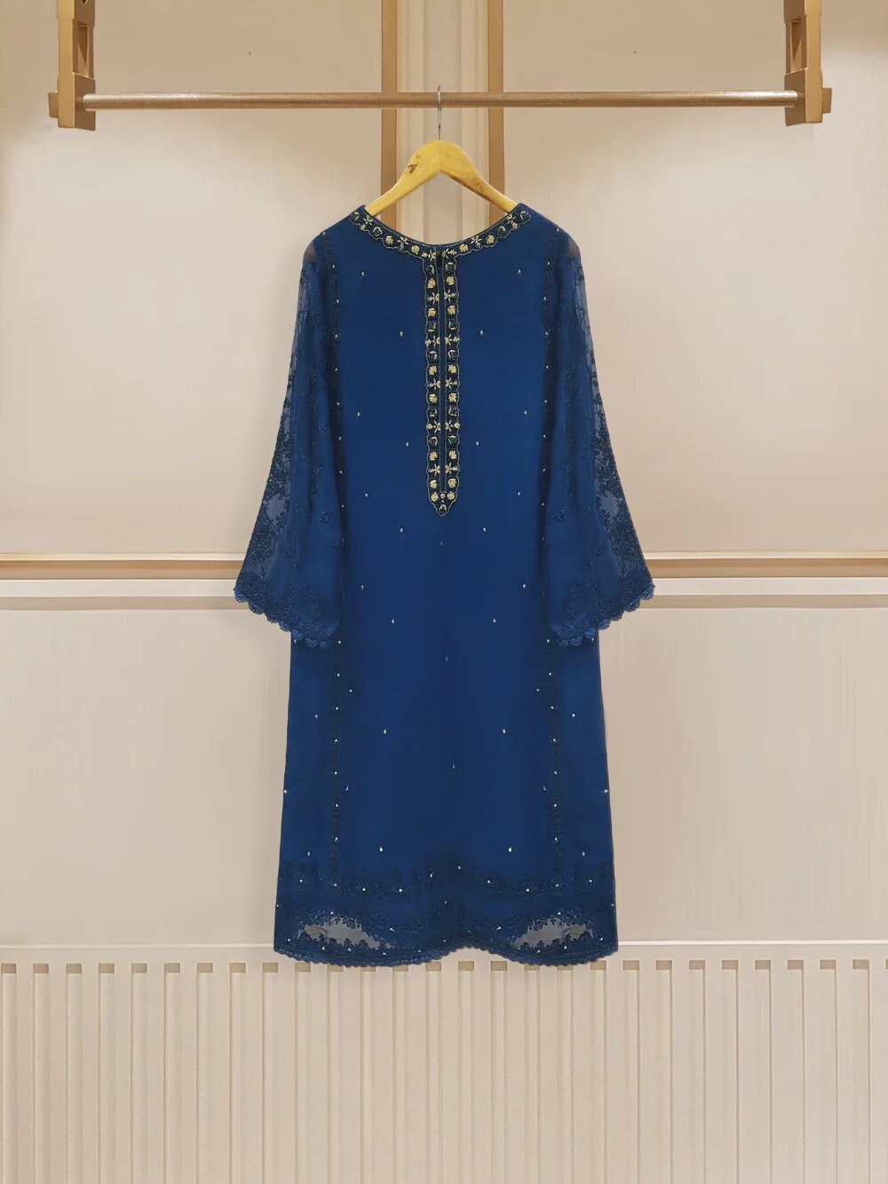 Agha Noor 2 Piece Chiffon Embroidered Dress