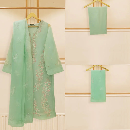 Agha Noor Original 3 Piece Organza Embroidered Dress