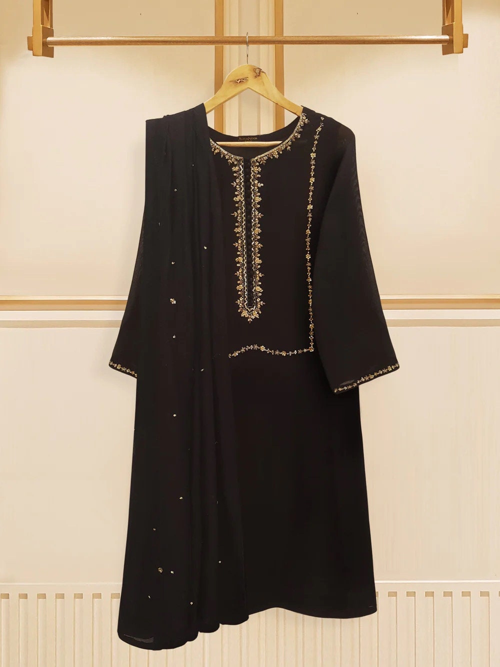 Agha Noor 3 Piece - Pure Cotton Net Embroidered