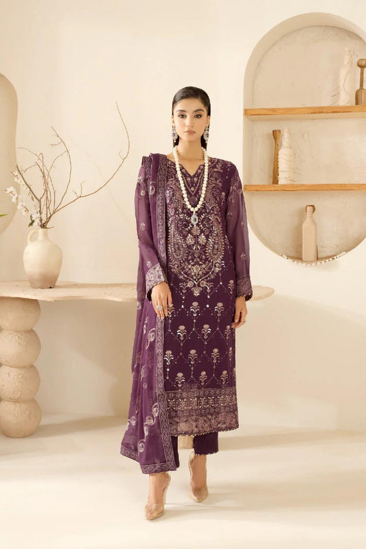 Chiffon Embroidered 3 Piece Stitched Dress Pakistani Designer Wear