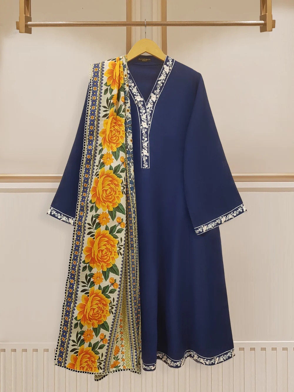 Agha Noor 3 Piece-Khaddar Embroidered Suit