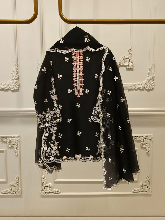 Agha Noor 3 Piece - Pure Embroidered Cotton Net Suit S113499