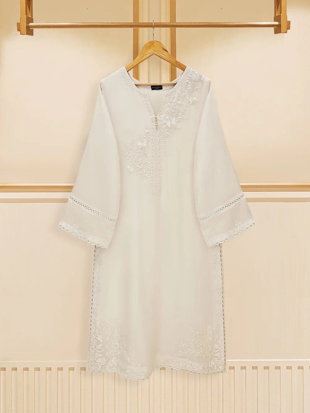 Agha Noor Cotton Net Embroidered Dress