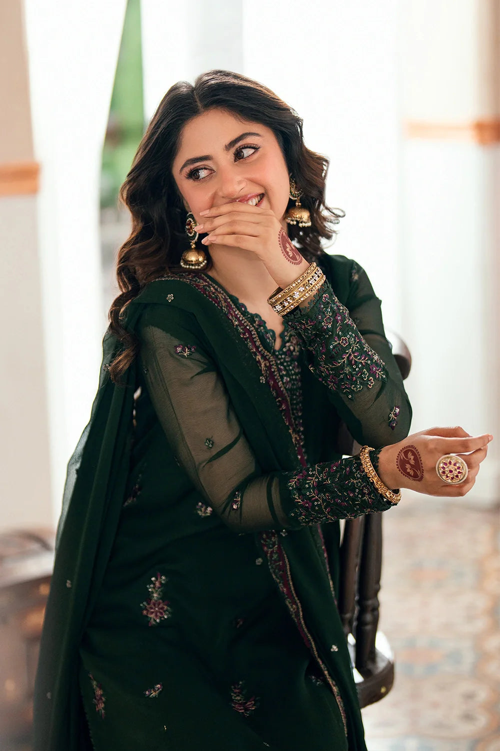 Azure Latest Collection Chiffon Embroidered Dress