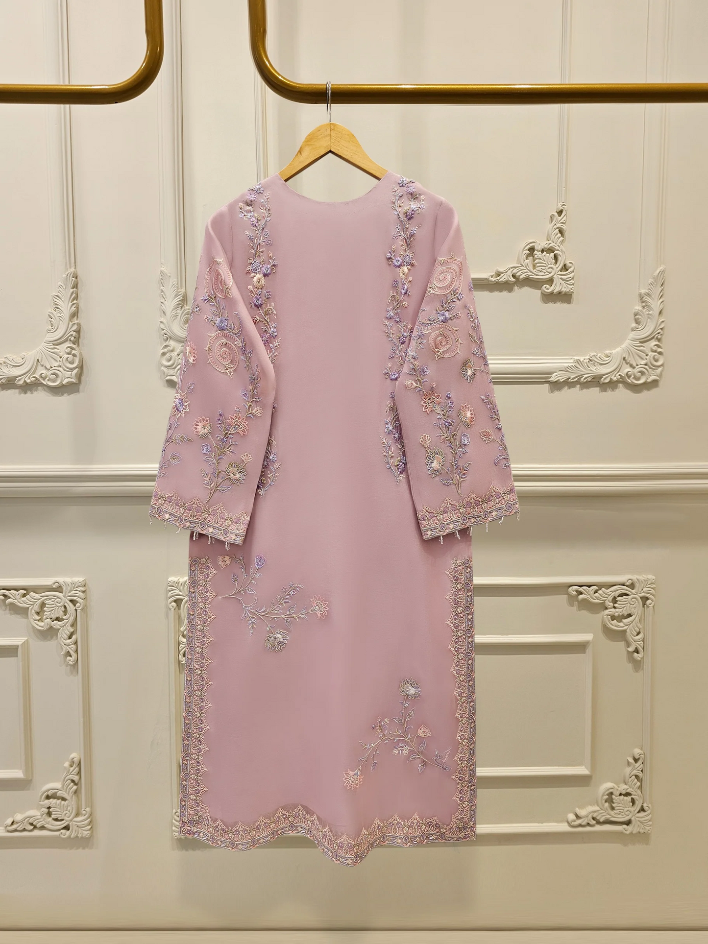 Agha Noor 3 Piece - Pure Organza Embroidered Dress S111626