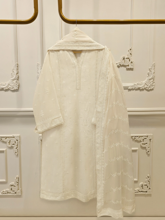 open lace back dress Farween ( Light Beige ) main image 1