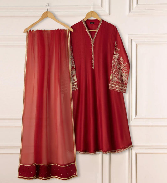 Agha Noor Dress Original 3 Piece Pure Cotton Net Dress
