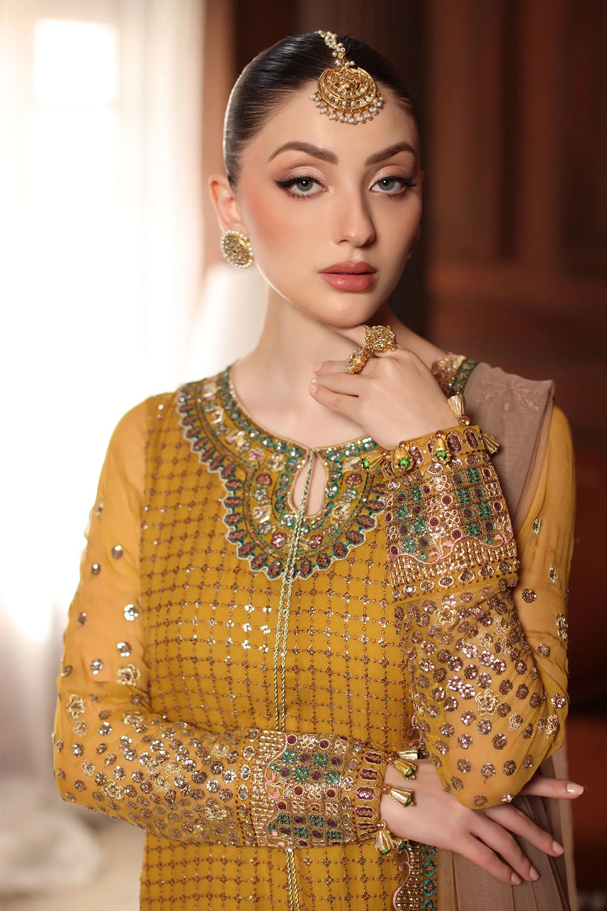 Nureh Chiffon Embroidered Gharara Dress