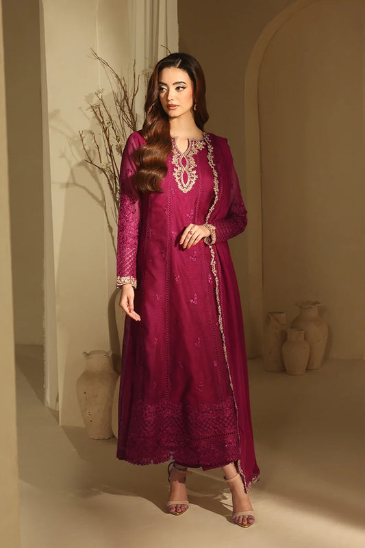 Azure Khadi Net Embroidered Dress
