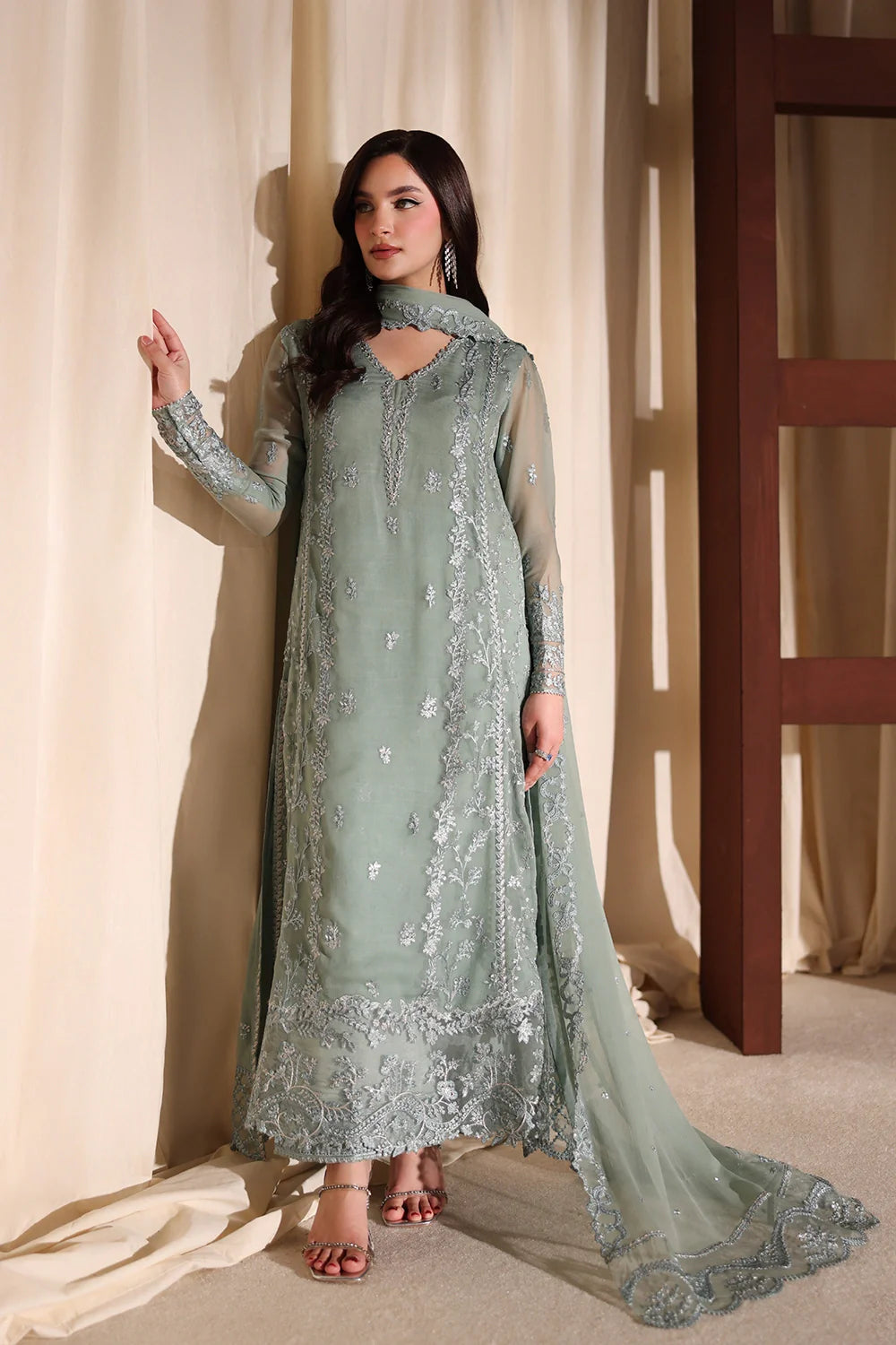 Azure Latest Collection Chiffon Embroidered Dress