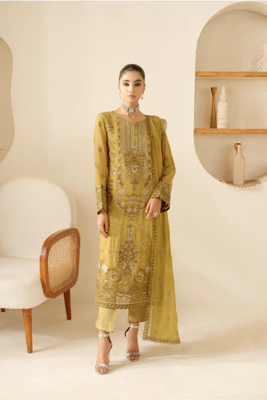 Chiffon Embroidered 3 Piece Stitched Dress Pakistani Designer Wear